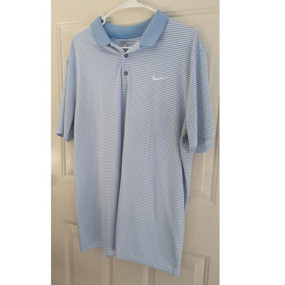 Nike Golf Dri-Fif XL Blue & White Striped Polo Shirt - Picture 1 of 6